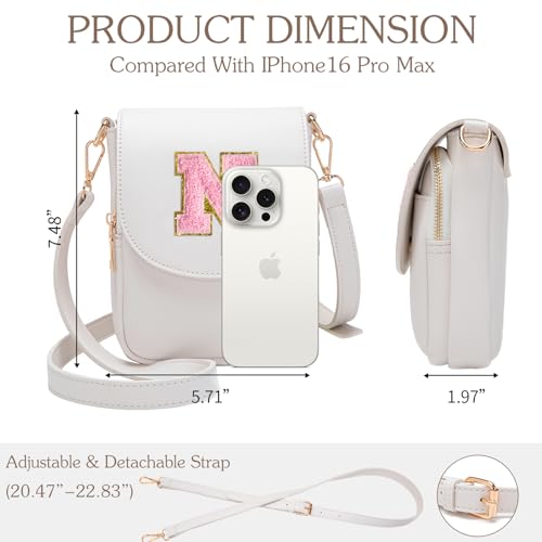 Image of Viverte Crossbody Purse for Teen Girls Small Initial Cell Phone Toddler Purse Leather Triple Compartment Crossbody Bags
