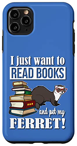 Funny Kids Girls Boys Cute Read Books & Pet Ferret Lover �X�}�z�P�[�X iPhone 11 Pro Max �p