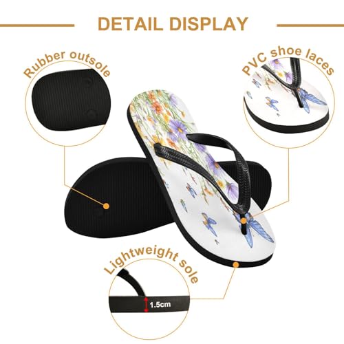 STAYTOP Beautiful Spring Wildflowers and Butterflies Flip Flops Sandals of Men's & Women's,Sandals Beach Slippers Shower Slides2