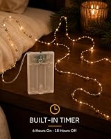 Golden Perlen Lichterkette, 5m 50 LED, Warmweiß, batteriebetrieben – Ansicht 4
