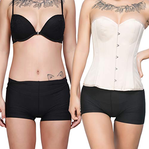 Rzy Women's Bustier Corset 14 Steel Boned Sexy Satin Brocade Overbust Waist Cincher Shapewear Top(Flesh Colour, S) #TOP2