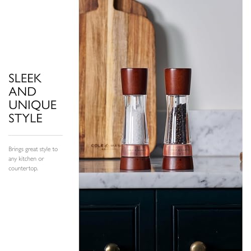 Image of Cole & Mason Derwent Salt & Pepper Mill Gift Set - Salt & Pepper Shaker & Grinder with Adjustable Coarseness - Gourmet Precision Mill Set - Stainless Steel & Acrylic Grinders - Rose Gold