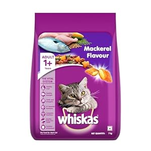 Whiskas Adult (1+ Years) Dry Cat Food, Mackerel Flavour, 7 kg, Contains 41 Essential Nutrients, Complete & Balanced Nutrition for Adult Cats