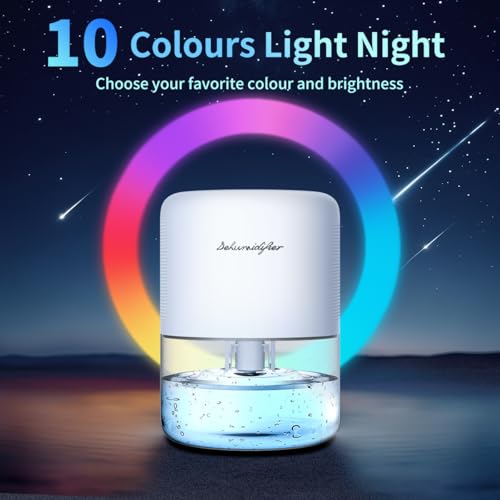 Image of Dehumidifier for Home Small Quiet Dehumidifiers for 44OZ Water Tank Auto Defrost and Shutoff 10 Colors Light 4 Timer Options 3 Modes Portable Dehumidifiers for Bedroom Bathroom Closet RV