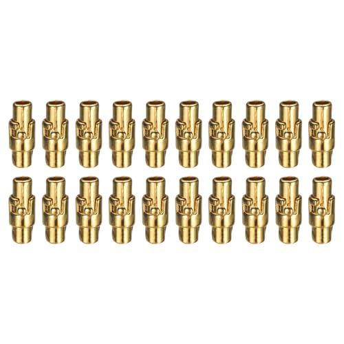 [uxcell] 20個 革 紐 端 用 クラ スプ 3 mm 穴 マグネット式 紐 端 キャップ 留め具 革 ブレスレット バックル ジュ エリー 制作 DIY 用品 クラフト, 金色 トーン