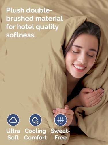 Image of Duvet Cover Oversized Queen Size - 3 Piece with Zipper Closure - Beige