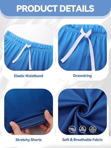 Image of Cooraby 2 Pack Boys Pajamas Shorts with Drawstring Pockets Teens Pull-on Pajamas Shorts Sport Casual Shorts for Youth