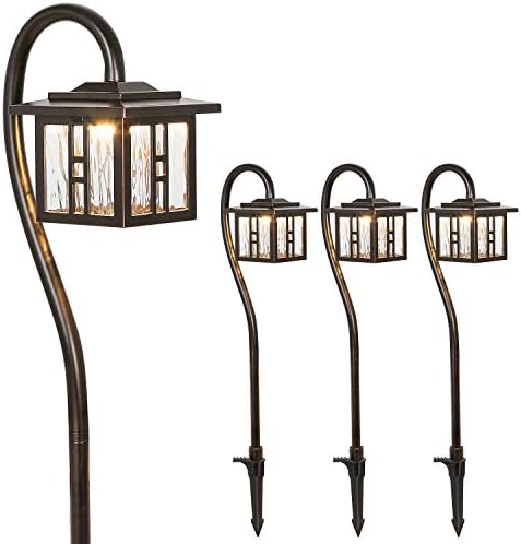 hykolity Low-Voltage Outdoor Integrated LED Landscape Lighting, 3W 185LM Oil-Rubbed Bronze Pathway Light for Yard Lawn, Die-Cast Aluminum Construction, 4-Pack, ETL Listed, 15-Year Lifespan