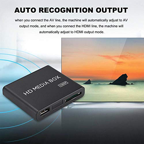 Mini Full HD 1080P Media Player,ASHATA Digital Media Player 1080P RM/RMVB Media Player Box, Lettore Multimediale Portatile Audio Video HDMI con Telecomando, per MP3, MP4, Disco Rigido USB Nero(EU)