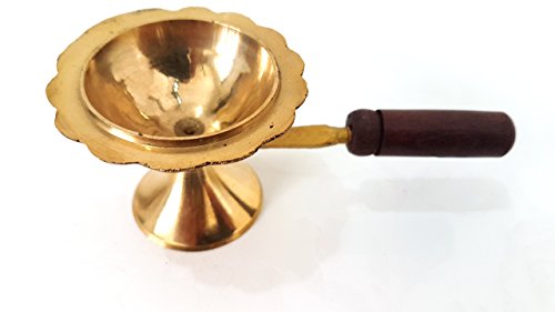 Evergrow Corp Brass Arti Diya Deepak Wick Deep Oil Ghee Lamp Vraja Krishna Devotion Worship