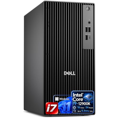 Dell Desktop Tower, Intel Core i7-12700K(12 Cores, 20 Threads) Processor, 16GB DDR5 RAM, 1TB PCIe SSD, Dual 4K Monitor Support (HDMI & DP), Wi-Fi, Bluetooth, USB-C, Windows 11 Pro, Wired KB & Mouse