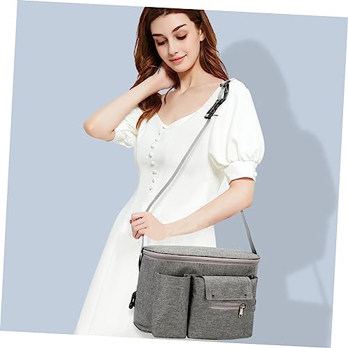 Bolso organizador multifuncional para pañales gris claro miniatura 2
