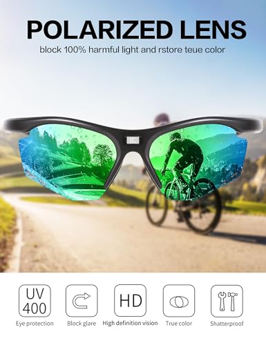 Image of BIRCEN Mens Polarized Sunglasses for Sports: TR90 Lightweight Sun Glasses Wrap Around Shades for Fishing Driving Cycling