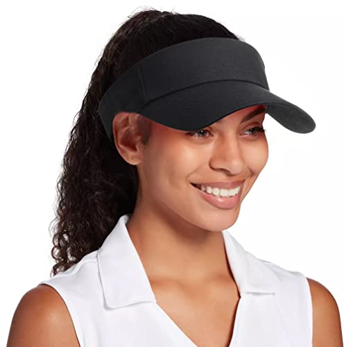 Unisex Summer Outdoor Golf Visors, Adjustable Beach Hat Classic Solid Sun Visor For Women Men 22-23 Inches (Medium Adjustable For 22"-23", Black 1Pcs) #TOP18