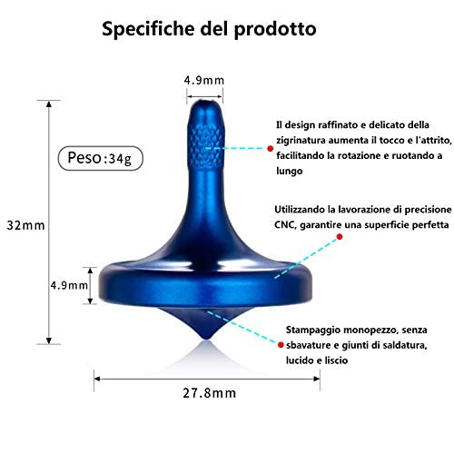 Kreisel Metall mit Perfekte Balance Stabilität und Lange Rotationszeit, Edelstahl Dekompression Desktop EDC Stressabbau Spielzeug für Erwachsene (Juwel Blau)