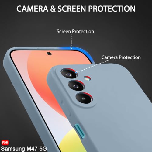 Image of TheGiftKart Genuine Liquid Silicone Back Cover Case for Samsung Galaxy M47 5G | Soft Micro-Fibre Lining Inside | Camera Protection Bump | Shockproof Back Cover Case for Samsung M47 (Silicone, Blue)