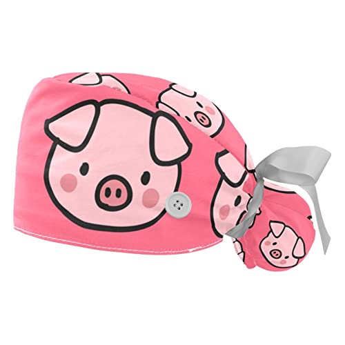 Casquettes de travail ajustables JDEZ anti-transpiration à motif cochon rose