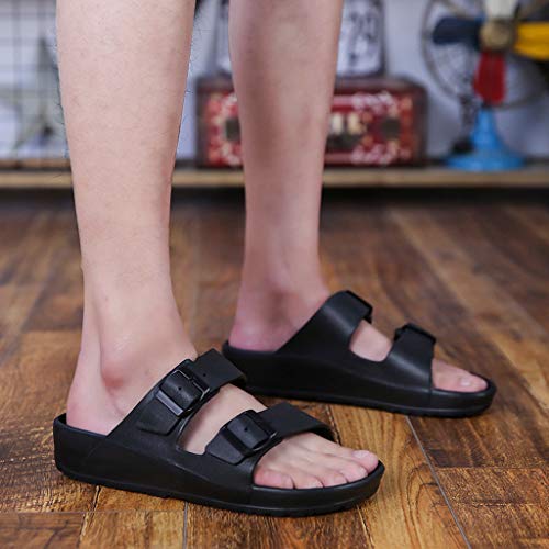 Black Slide Sandals for Men Soft Lightweight Slip on Beach Sandal Waterproof House Slippers Outdoor Footwear3