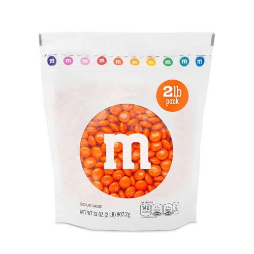 M&M's World Orange Milk Chocolate Candy - 2 Lbs Resealable Pack Of Bulk Candy For Halloween, Birthdays, Easter, Graduations, Snack Packs, Party Favors, Themed Events And More