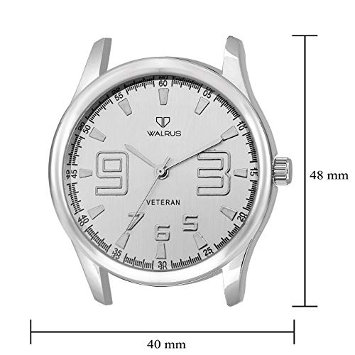 Image of Walrus Men's Analog Watch | Silver Case, Vegan Leather Strap | Classic Roman Numerals | Quartz Movement | Vintage Look | Professional & Casual Use