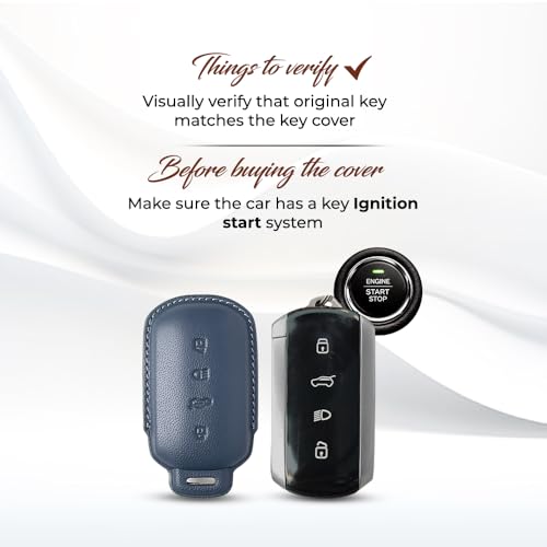 Image of Keyzone Royal Leather Key Cover for Tata Curvv, Curvv EV smart Key (Black)