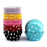 Eoonfirst Rainbow Mini Polka Dots Cupcake Liners 300 Pcs, No Smell, Food Grade & Grease-Proof Baking Cups Paper