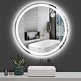 Butylux 24 Inch LED Round Backlit Mirror, Fashion Bathroom Decor Vanity Mirror with...