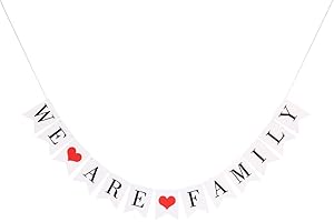 White We are Family Banner, We are Family Sign with Two Piece...