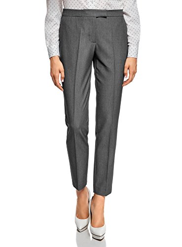 oodji Collection Mujer Pantalones Clásicos Ajustados, Gris, 40 Cover