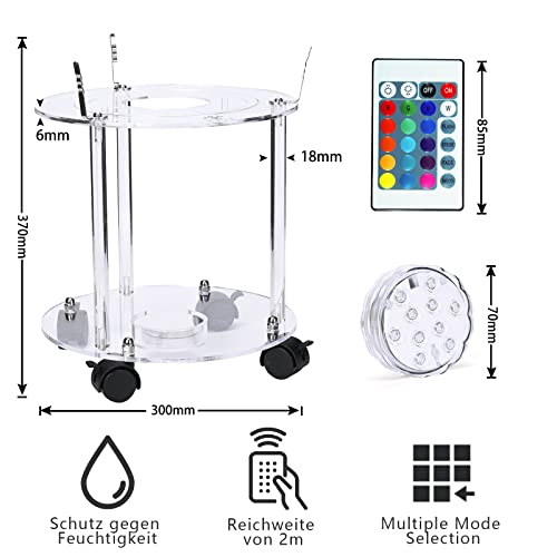 KATE® Premium Shisha Tisch in Matt mit LED | mit 3 Schlauchhalter & Shisha LED Untersetzer| aus hochwertigem Acryl… – Bild 5