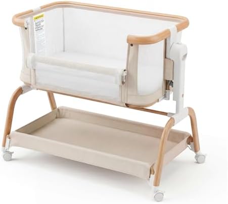 3 in 1 Baby Bassinet,Rocking Bassinets Bedside Sleeper with 6 Adj...