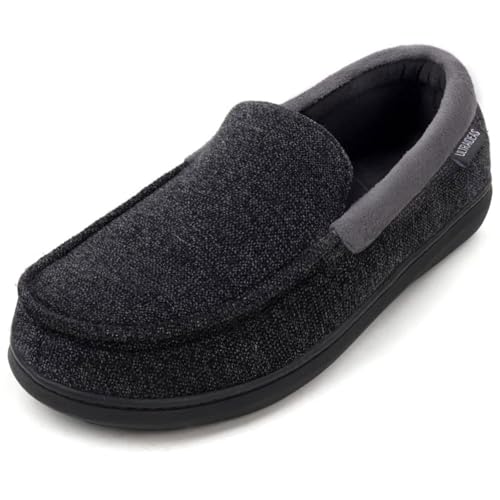 Image of ULTRAIDEAS Men's Moc-Toe Slippers Loafer House Shoes Indoor Outdoor Memory Foam with Breathable&Warm Knit Upper