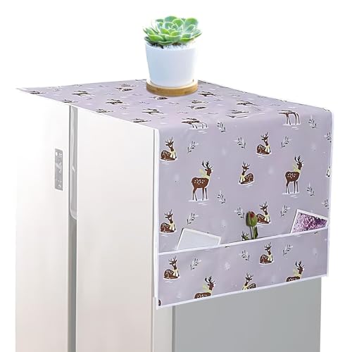 Decorhome Funda para frigorífico, 67 x 26 pulgadas, impermeable, Oxford, cubierta para lavadora, con bolsa de almacenamiento para la colada en casa, protección contra el polvo multiusos para el lavado