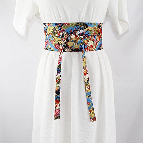 Wide Japanese Floral Belt Corset Obi Tie Waistband for Kimono Yukata Dress Shirt Retro Sash2
