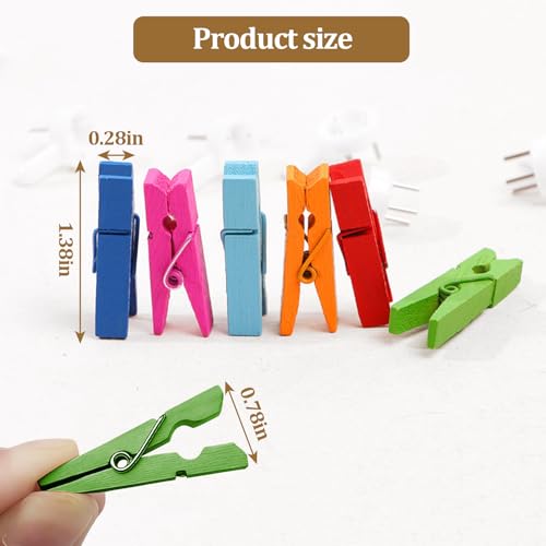 1.35 Inch Mini Clothes Pins for Photo,50 pcs Colorful Small Clothes pins,Mini Photo Clips Ideal for Crafts, Decorations and DIY Project