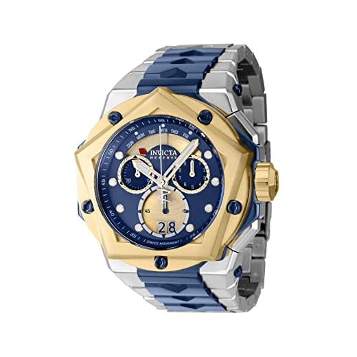 Invicta Reserve Helios 54Mm Swiss Quartz Chrono Bracelet Watch Goldtone/Blue Men's