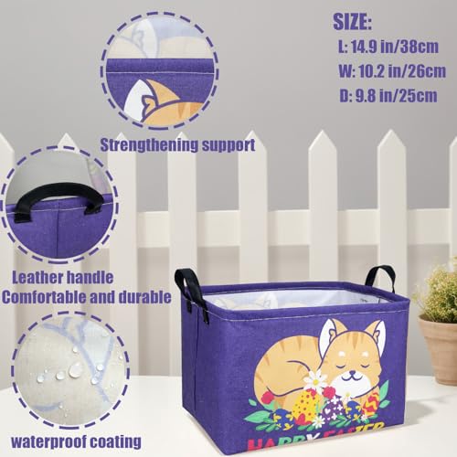 Image of Cat Easter Basket for Kid Large Empty Easter Bunny Eggs Decor Storage Basket (Cat)