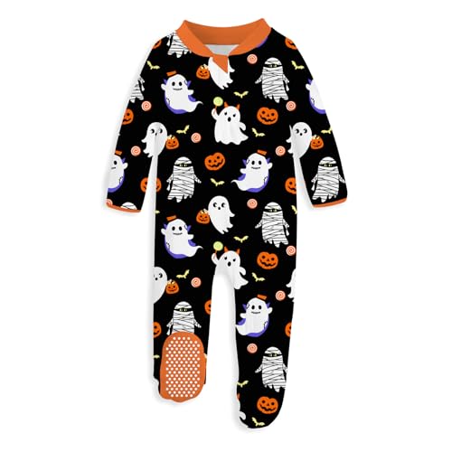 uideazone Baby Girls Footed Pajamas Zip-Front One-Piece Sleeper Non-Slip Footie Cute Pattern Jumpsuit PJs 0-12 Month