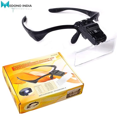 Image of Hair Transplant Headband Head Light Magnifying Glass Headset with 2 LED Loupe with 5-Lens 1.0X, 1.5X, 2.0X, 2.5X and 3.5X
