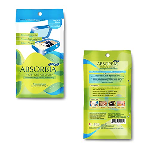 Image of Absorbia Moisture Absorber | Absorbia Sachet - Pack of 3 (200ml Each) | | BLU Moisture Absorber with Activated Charcoal Pack of 3(200g each) | Dehumidifier for Wardrobe, Cupboards & Closets