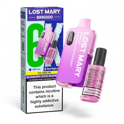 Lost-Mary 6000 Rechargeable Reusable 6K (pack of 1) Type-C (Bluebery Sourr Raspbry)