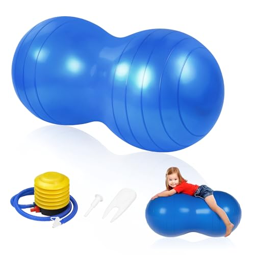 flintronic Yoga Ball, Gymnastikball, 90 x 45 cm Yoga Erdnussball Peanut Ball, Erdnussball für Kinder für Balance Luftpumpe, Gymnastikbälle, Yogaball, Pilates (Blau) flintronic Yoga Ball, Gymnastikball, 90 x 45 cm Yoga Erdnussball Peanut Ball, Erdnussball für Kinder für Balance Luftpumpe, Gymnastikbälle, Yogaball, Pilates (Blau)