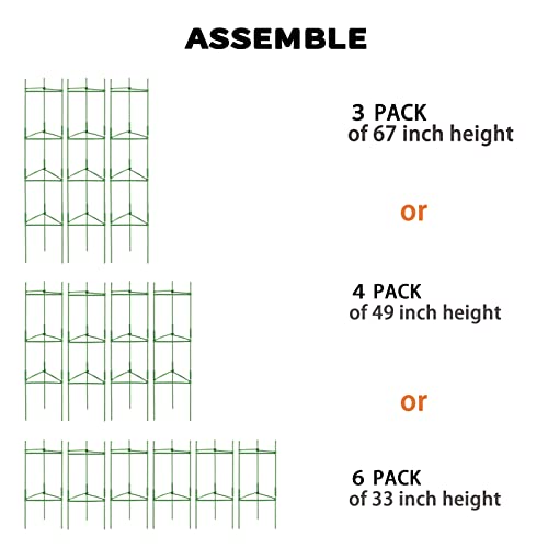 Megidok Tomato Cages - Garden Plant Stakes Support (4 Pack 49"/3 Pack 67") With 164Ft Plant Ties&40Pcs Plant Clips&4 Watering Drip Devices For Climbing Plants Vegetable #TOP2