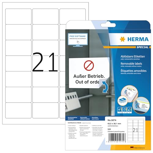HERMA Etiketten/5074 63,5x38,1mm weiß Inh. 525