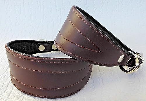 Greyhound Podenco Windhund - Halsband, Halsumfang 33-38 cm Leder °BRAUN°