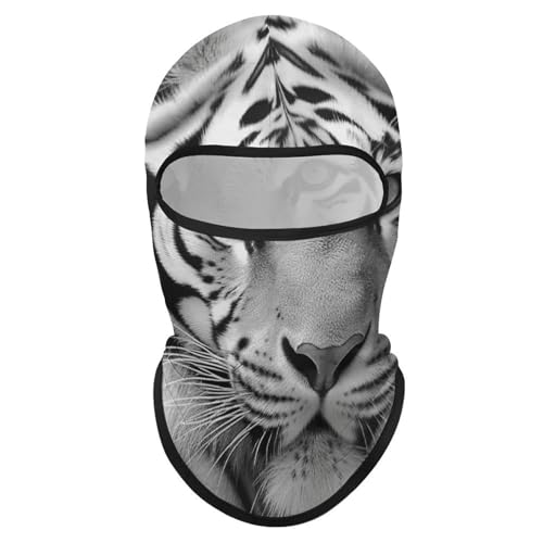 Balaclava para Hombre con Máscara de Invierno Negro y Blanco con Estampado de Tigre para Ciclismo, Esquí y Actividades al Aire Libre miniatura 1