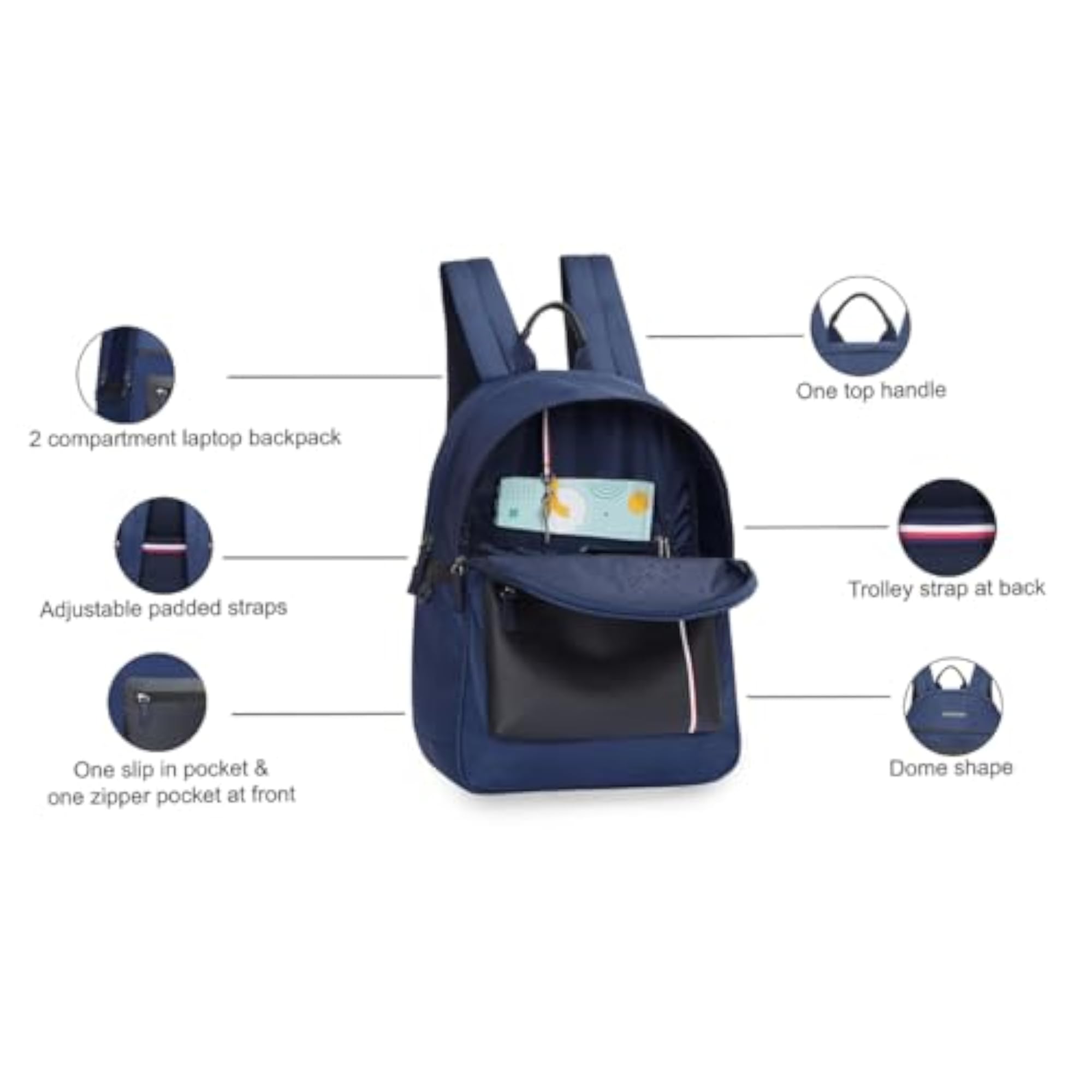 Tommy Hilfiger Unisex 16 Inch Laptop Backpack - Navy