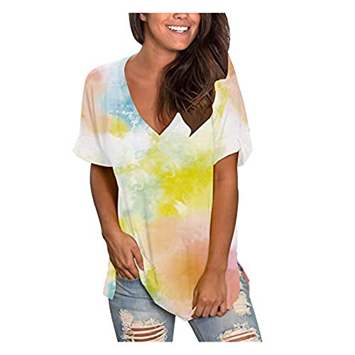 Womens Short Sleeve Tops, Women's Summer T Shirts Cute Workout Tops Tie-dye Sprinted Athletic Casual Blouse Tops
