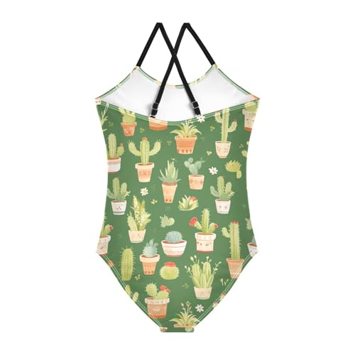 Sprouting Cacti Spring Green Toddler Girl Swimsuit 1-Piecing Bathing Suit Toddler Swim Suits for Girls Swimwear 3T2
