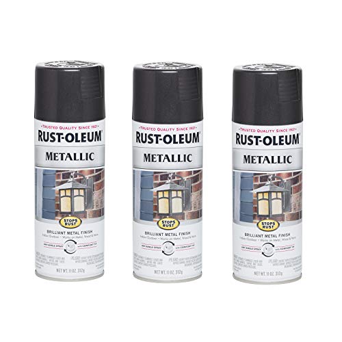 Image of Rust-Oleum 7250830-3PK Stops Rust Metallic Spray Paint, 11 oz, Black Night, 3 Pack